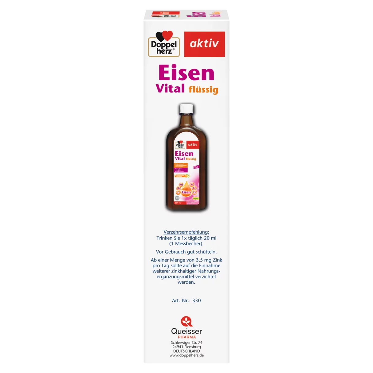 Abbildung der Produktverpackung Doppelherz aktiv Eisen Vital Seitenansicht links